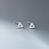 Pendientes Triangulares Elegantes de Plata de Ley S925 Estilo Coreano de Moda Pequeños Frescos con Diamante Hueco Nalan G4821