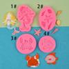 Desenhos animados sereia estrela do mar concha caranguejo molde silicone DIY bolo de cozimento chocolate decoração gota de cola de argila