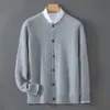 Baicai Rong Outono/Inverno Novo Cardigã de Lã Liso Masculino Suéter de Tricô Trançado Jaqueta de Tricô Business Casual para Adolescentes