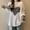 Blusa Interna Térmica de Fleece Engrossado para Mulheres, Novo Estilo Primavera e Outono, Corte Solto, Emagrecedor, Forrada com Fleece, Quente, Manga Longa, Tamanho Grande