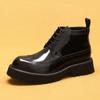 [Actividad] Botas Martin para Hombre de Caña Alta Estilo Británico Piel Tallada Botas Brock Parte Superior Brillante Plataforma Zapatos de Caña Alta