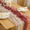 Novo caminho de mesa de gaze plissada tie-dye de fio de Bali transfronteiriço, toalha de mesa torcida em cor degradê para decoração de casamento e festa