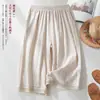 Pantalones Casuales Elegantes de Encaje Vintage de Cintura Alta Adelgazantes de Algodón y Lino Acortados de Pierna Ancha Venta al por Mayor Transfronteriza