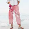 2026 Novo Modelo Temu Amazon Site Independente Transfronteiriço Estampa Digital 3D Calça Cropped Casual para Mulheres Elasticidade nas Quatro Direções Verão