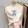 Ropa interior térmica para niñas con forro de polar, cuello alto medio, ropa interior cálida para niños mayores, camiseta para bebé niña, top cepillado de manga larga