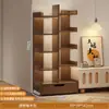 Estantería de piso y estante de almacenamiento integrados en una unidad de esquina montada en la pared, diseño simple para sala de estar, estudiante y uso doméstico, gabinete de almacenamiento, estantería lateral de pared