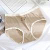 Novas cuecas japonesas de cor creme, algodão puro, cintura média, algodão puro, respirável, cor sólida, alta elasticidade, cuecas femininas
