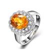 Venta en Vivo de Celebridad en Línea Anillo de Apertura Elegante de Lujo Grupo Circonita Citrino para Mujer Tesoro de Color Anillo Suelto