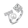Anillo de plata de ley S925 Amor Auroral para mujer con incrustación de circonita color perla anillo abierto de moda chic de nicho de lujo ligero
