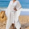 Chaqueta de protección solar transfronteriza europea y americana, nueva, de color liso, holgada, transpirable, transparente, informal, larga, tipo cárdigan con protección solar.