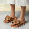 Pantuflas de Lino con Lazo Grande Transfronterizas para Mujer, Zapatos sin Cordones Planos Antideslizantes para Uso en Casa, Estilo Europeo y Americano, Multicolor, Transpirables, Venta al por Mayor