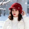 Gorra de Visera Cálida para Mujer de Invierno con Protección para los Oídos, Gorra de Béisbol Gruesa a Prueba de Viento, Gorro de Punto Versátil para Exteriores que Hace que la Cara Parezca Más Pequeña