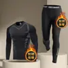 Traje de ocio 2024 para hombre, forro polar cálido, ajustado, otoño e invierno, para correr, entrenamiento, equitación, compresión, alta elasticidad, traje deportivo