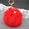 Colgante de Bolsa Bolita de Piel de Perla Llavero de Bola de Piel Llavero de Piel de Conejo Sintético Colgante de Coche Decoración de Bola de Piel Llavero de Piel para Mujer