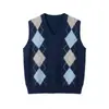 26 Chegada Outono Inverno Estilo Old Money Padrão Diamante Intársia Colete de Pelúcia Suéter de Cashmere Senso de Design Suéter de Lã Puyuan