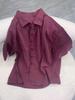 Camisa de Linho Estilo Retrô Literário para Mulheres Verão Elegante Roupa de Trabalho Cor Pura Versátil Lapela Algodão e Linho Manga Três Quartos Top para Mulheres