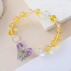 Pulseira de Nove Contas de Fogo Púrpura para Mulheres, Ametista, Citrino, Cristal Natural, Pulseira Feita à Mão, Atacado de Joias