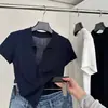 Top de manga corta transpirable moderno con solapa suave para primavera y verano, temperamento perezoso, tejido fino para mujer, OL refrescante retro, punto de 16 agujas P