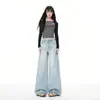 2026 Modelo Nuevo||Aspecto Desgastado con Bigotes y Arrugas|Jeans Sueltos de Pierna Ancha para Personas Petitas Pantalones de Pierna Ancha