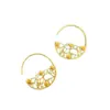 Pendientes de Oro con Patrón Hueco de Semicírculo con una Textura de Elegancia Francesa Vintage, Artesanía Exquisita y un Estilo Vintage Sofisticado para Mujeres