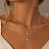Collar Popular de Luna y Estrella de Múltiples Capas Transfronterizo Europeo y Americano para Mujer, Adecuado para el Uso Diario, Venta Directa del Fabricante, en Stock al por Mayor