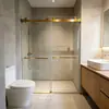 Cabina de Ducha Recta Sin Marco de Venta Caliente Transfronteriza, Mampara de Cristal para Baño con Puerta Corredera Doble, Proyecto Hotelero Personalizado al por Mayor