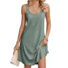 Amazon 2024 Verano Nuevo Vestido sin Mangas Holgado de Color Sólido con Cuello Redondo y Tirantes para Comercio Exterior Transfronterizo Europeo y Americano en Stock