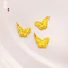 Acessórios de Pingente Borboleta Gelo Quebrado Ultra Brilhante em Latão Banhado a Ouro, Cor Duradoura, Enfeites Feitos à Mão para DIY de Forma de Cintura Pequena com Furo