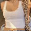 Estilo BM Brady Mesmo Estilo Menina Fofa Renda Costura Malha Slim Fit Algodão com Fio Colete para Mulheres