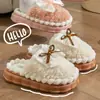 Pantuflas de Algodón con Lazo para Mujer Invierno Cálido Antideslizante para Interior Hogar 2023 Nuevas Pantuflas Peludas de Invierno con Suela Gruesa