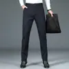 Roupas Masculinas Fengshe / Novo Estilo Outono/Inverno 2026 Calças Casuais de Negócios com Forro de Lã Espessado Perna Reta Pequena Resistente a Amassados Calças de Terno Calças Compridas