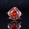 Anillo de oro rosa con doble capa de imitación de paloma roja, con apertura de flor de rosa electrochapada, para mujer.