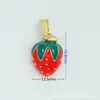 Venta directa del fabricante, al por mayor en stock, joyería de cobre dulce de 18 quilates con colgantes de frutas de fresa y cereza de esmalte de colores