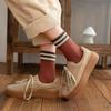 Calcetines para hombre otoño e invierno forrados de felpa engrosados de longitud media al tobillo color liso a rayas versátiles casual calcetines de rizo calcetines de algodón venta al por mayor de fábrica