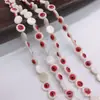 Contas Redondas Gota de Óleo de Concha de Água Doce Transfronteiriças Bicolor de Lado Único Contas de Madrepérola Branca Olho de Diabo Acessórios para Pulseira Colar Brincos DIY