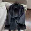 Novo trench coat curto, justo e modelador, jaqueta curta, cardigã e top para mulheres, atacado N5AW6608
