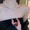 Collar de perlas de colores apiladas largas, de lujo, ligero, estilo francés, cadena de clavícula elegante y sencilla, collar retro de alta calidad para mujer