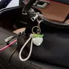 Chaveiro de cordão de couro com pedras tipo diamante estilo coreano, pêssego de argila, acessório de bolsa moderno
