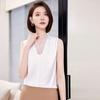 Regata sem Mangas com Decote V Feminina Verão Nova Elegante Slim Profissional Casual Moda Versátil Roupa de Trabalho Top
