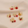 [Ice Meng] lindos pendientes de la serie de frutas cereza fresa clip para la oreja pendientes Joker de moda E604