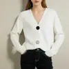 Nuevo Estilo Europeo y Americano Primavera/Verano 2026 Cárdigan de Punto Botones Color Sólido Cuello en V para Mujer, Suéter de Manga Larga Estilo Perezoso Ropa para Mujer