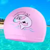 Touca de natação infantil à prova d'água proteção para os ouvidos touca de PU touca de natação infantil com revestimento de desenho animado cuidados com o cabelo revestimento confortável touca de natação atacado