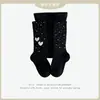 Medias para niños pequeños, estilo fino para primavera y otoño, elegantes con estampado de estrellas y diseño de doble corazón, medias para bebé para niñas