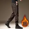 Calças afuniladas para usar por cima, calças compridas grossas com forro de fleece, calças de moletom de inverno, calças esportivas retas folgadas, emagrecedoras, casuais, quentes para homens e mulheres