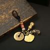 Cerradura Auspiciosa Dragón y Fénix de Latón Colgante para Bolso para Hombre y Mujer Dinero de los Cinco Emperadores Hulu Colgante Llavero para Coche Moda Nacional Oro Vintage