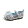 Sapatos Mary Jane Femininos Doces com Lantejoulas Laço de Pérola Solado Macio Antiderrapante Sapatos de Couro para Performance de Palco de Criança Princesa