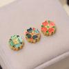 Flor de Cuatro Pétalos Color Azul Quemado Dorado Viejo Separador de Nube Cuentas de Cloisonné Material para Pulsera DIY