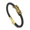 Pulsera de Cuero Creativa de Personalidad Europea y Americana Pulsera Tejida de Cuerda de Cuero para Hombre Dragón del Zodíaco Mordiendo la Cola Joyería Transfronteriza