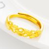 Anillo Transfronterizo Nueva Moda Europea y Americana Moneda Europea Oro Arena Calado Cuatro Anillos en Forma de Corazón Bañado en Hoja de Oro de 24k