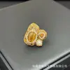 Anel de Olho de Gato Pérola Inlaid Estilo Retro Luxo Leve Personalidade Cheio de Diamante Pedra Natural Anel Aberto Joia Fonte Transfronteiriça